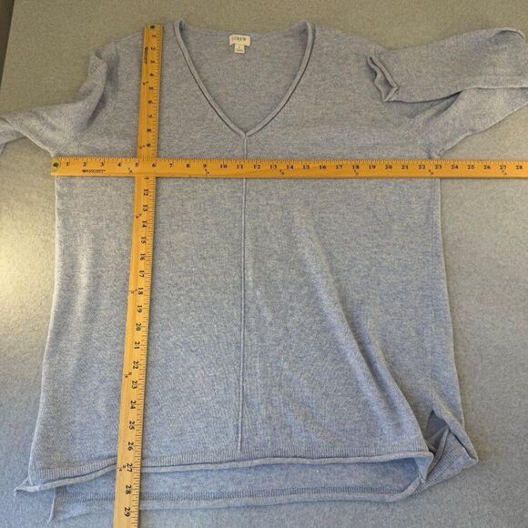 J.Crew Women's Large V-Neck Sweater Soft Cotton Wool Blend Carolina Blue Knit - Picture 11 of 14